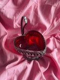 Confiturier en verre rouge vintage