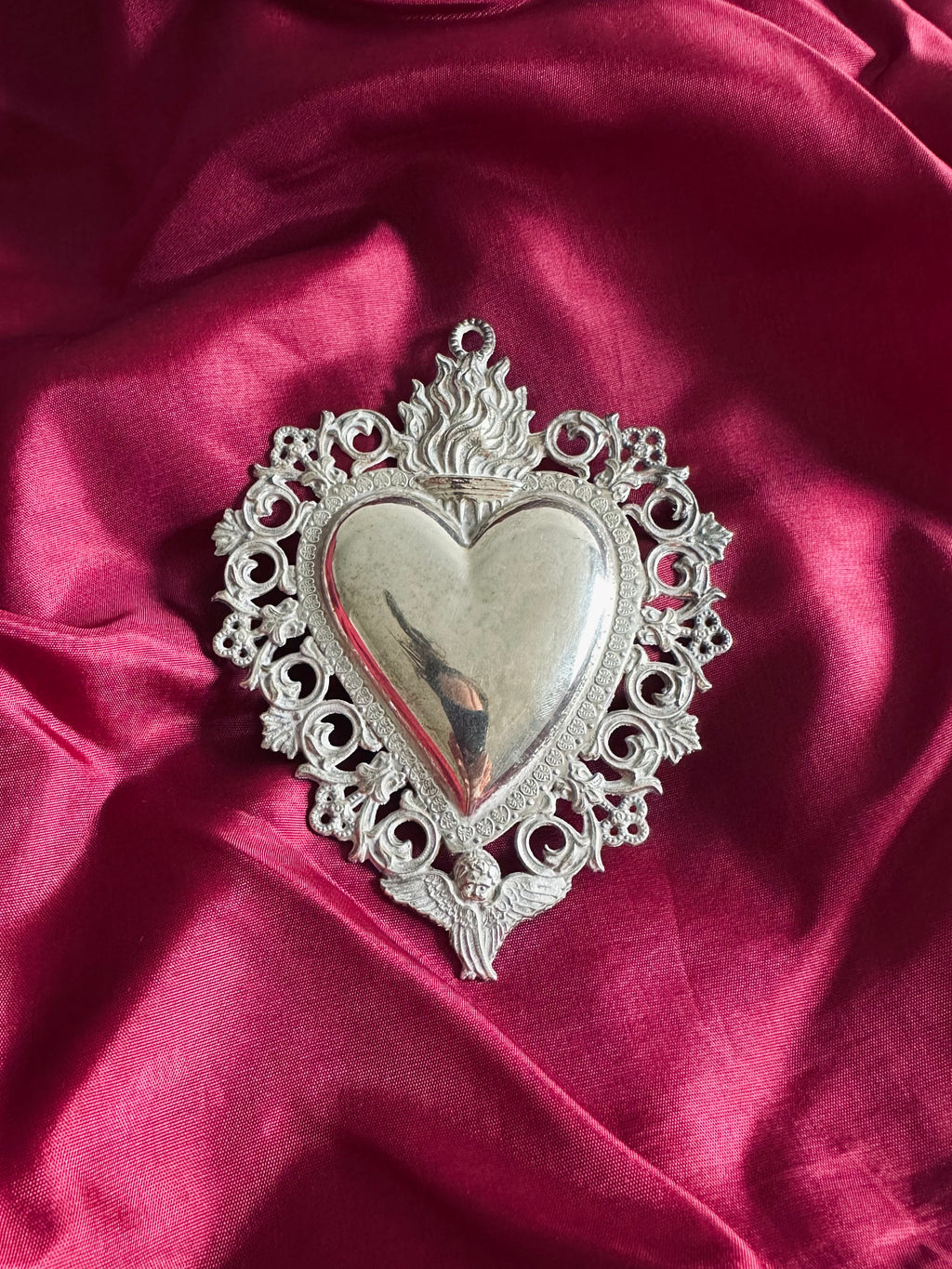 Ex-voto "coeur sacré" italien en argent plaqué // XIXème siècle
