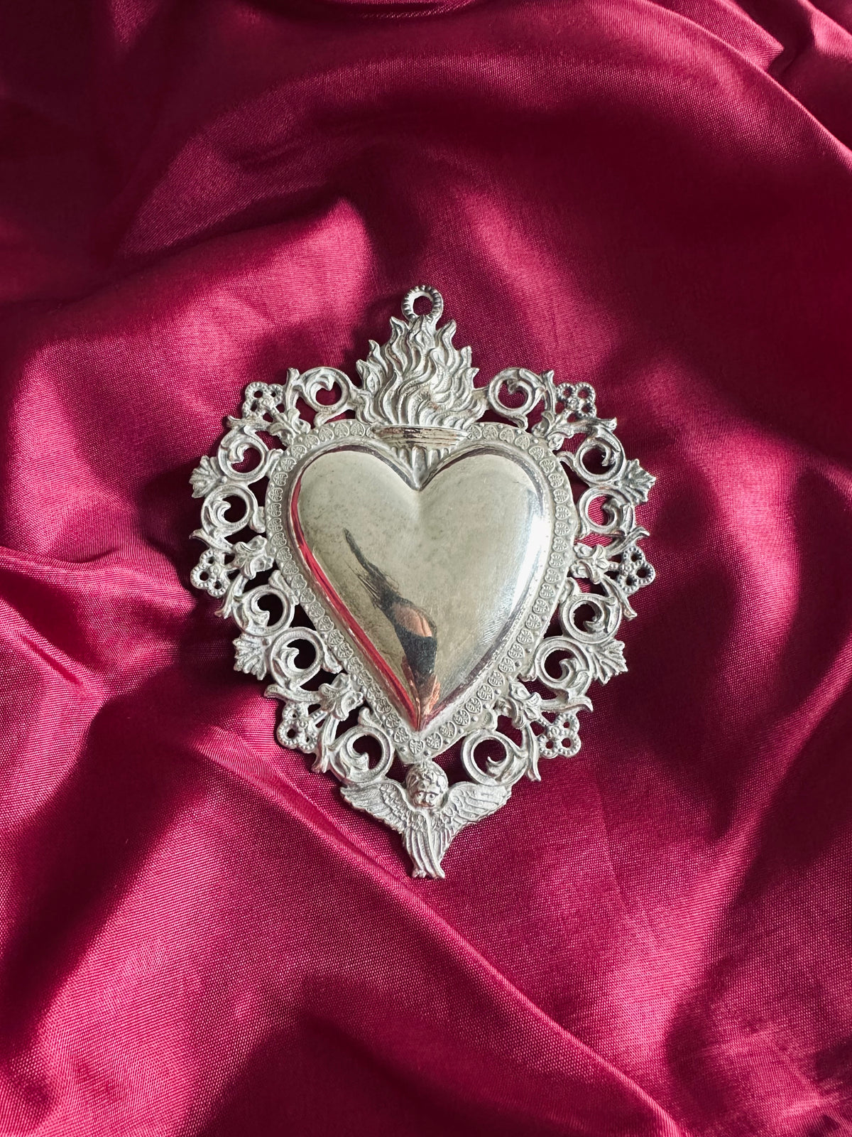 Ex-voto "coeur sacré" italien en argent plaqué // XIXème siècle