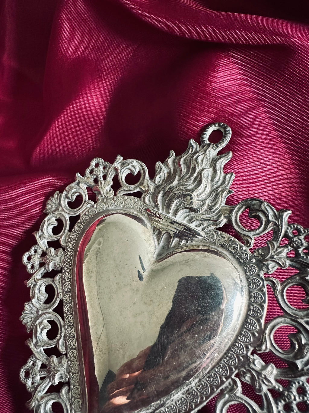 Ex-voto "coeur sacré" italien en argent plaqué // XIXème siècle