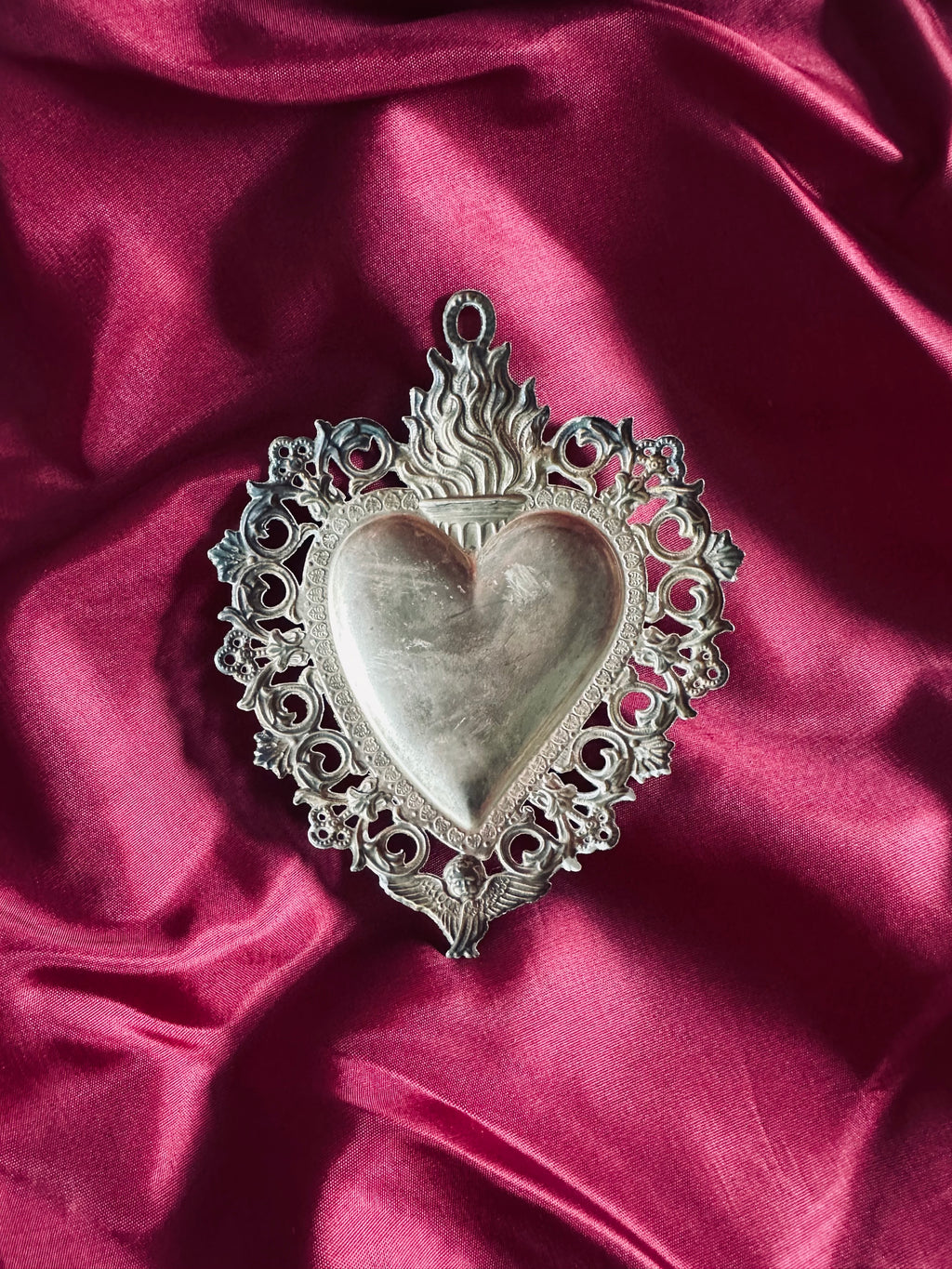 Ex-voto "coeur sacré" italien en argent plaqué // XIXème siècle