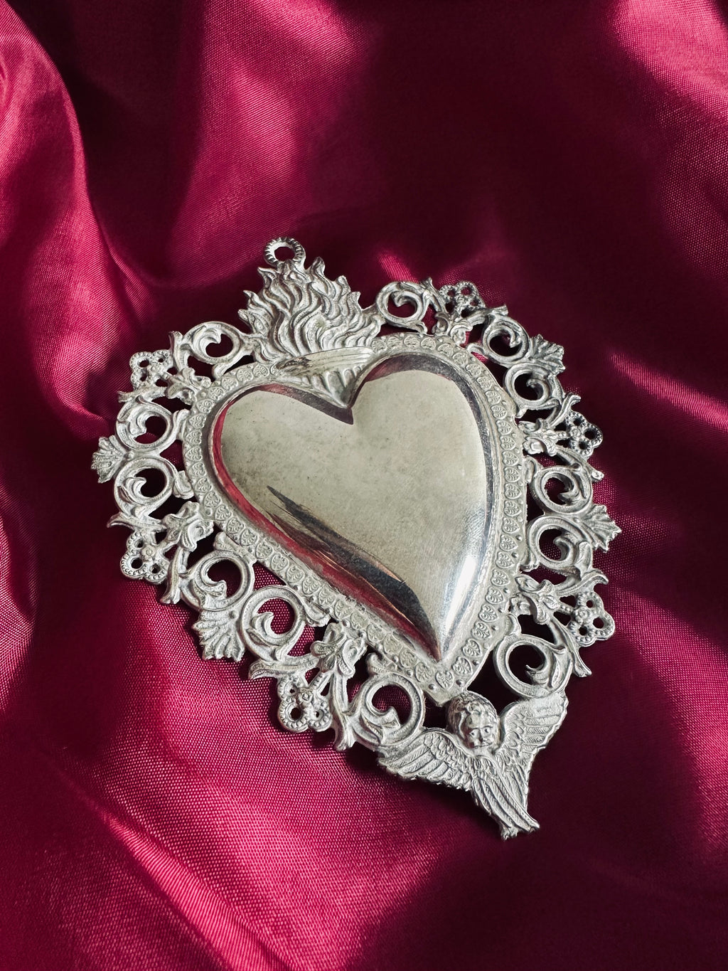 Ex-voto "coeur sacré" italien en argent plaqué // XIXème siècle