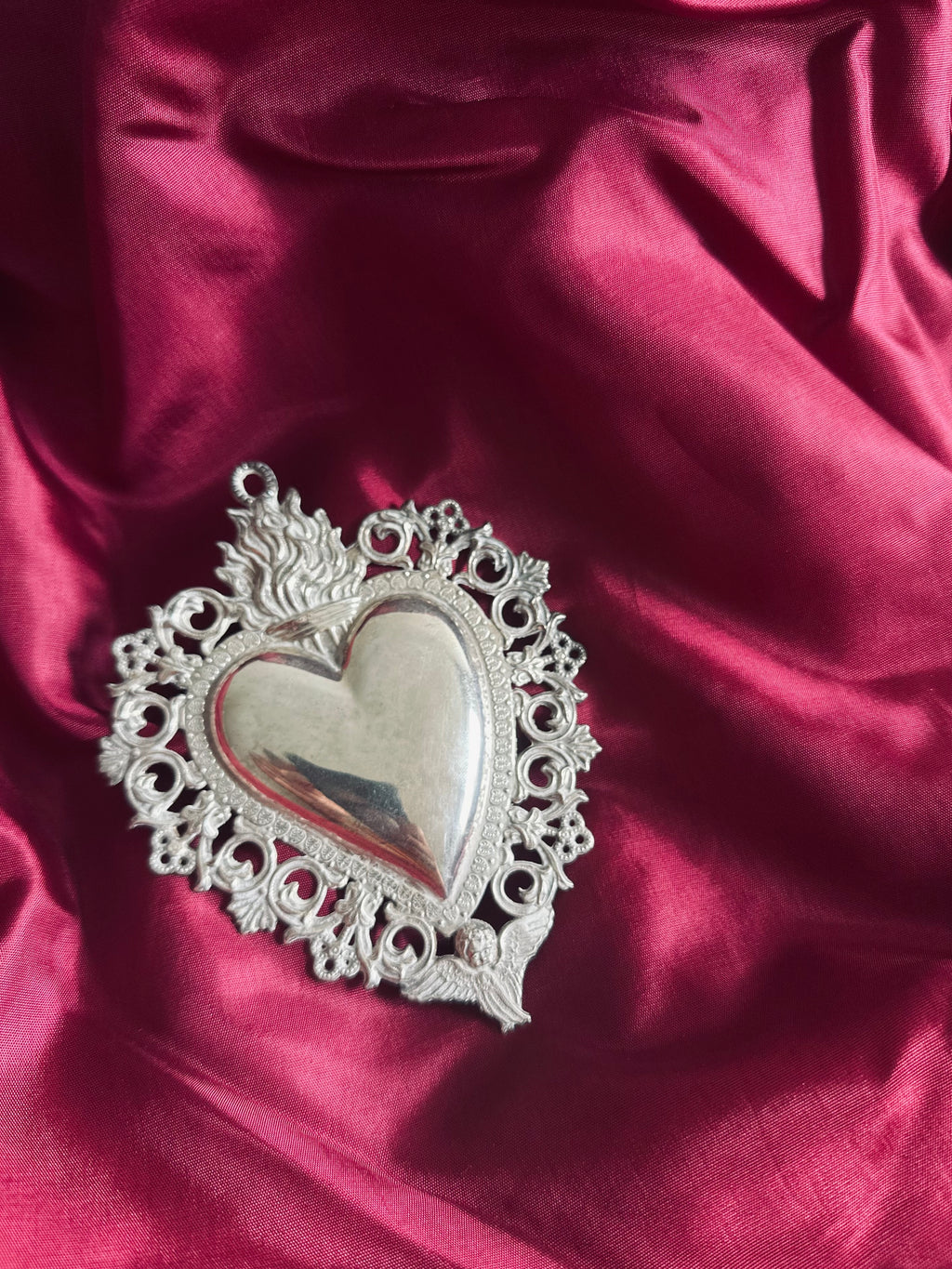 Ex-voto "coeur sacré" italien en argent plaqué // XIXème siècle