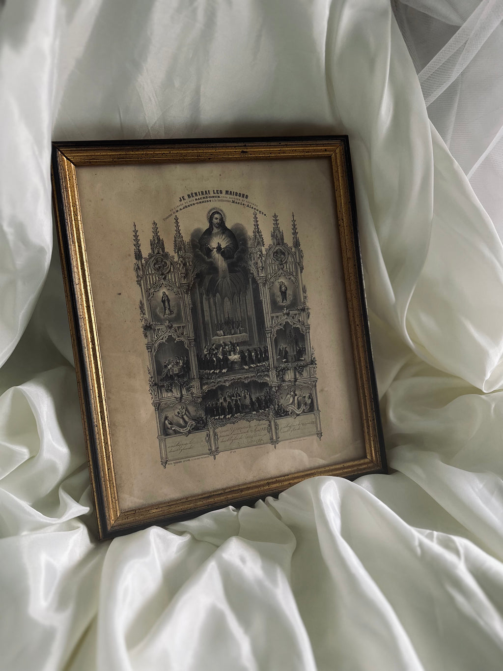 Lithographie première communion datée de 1885